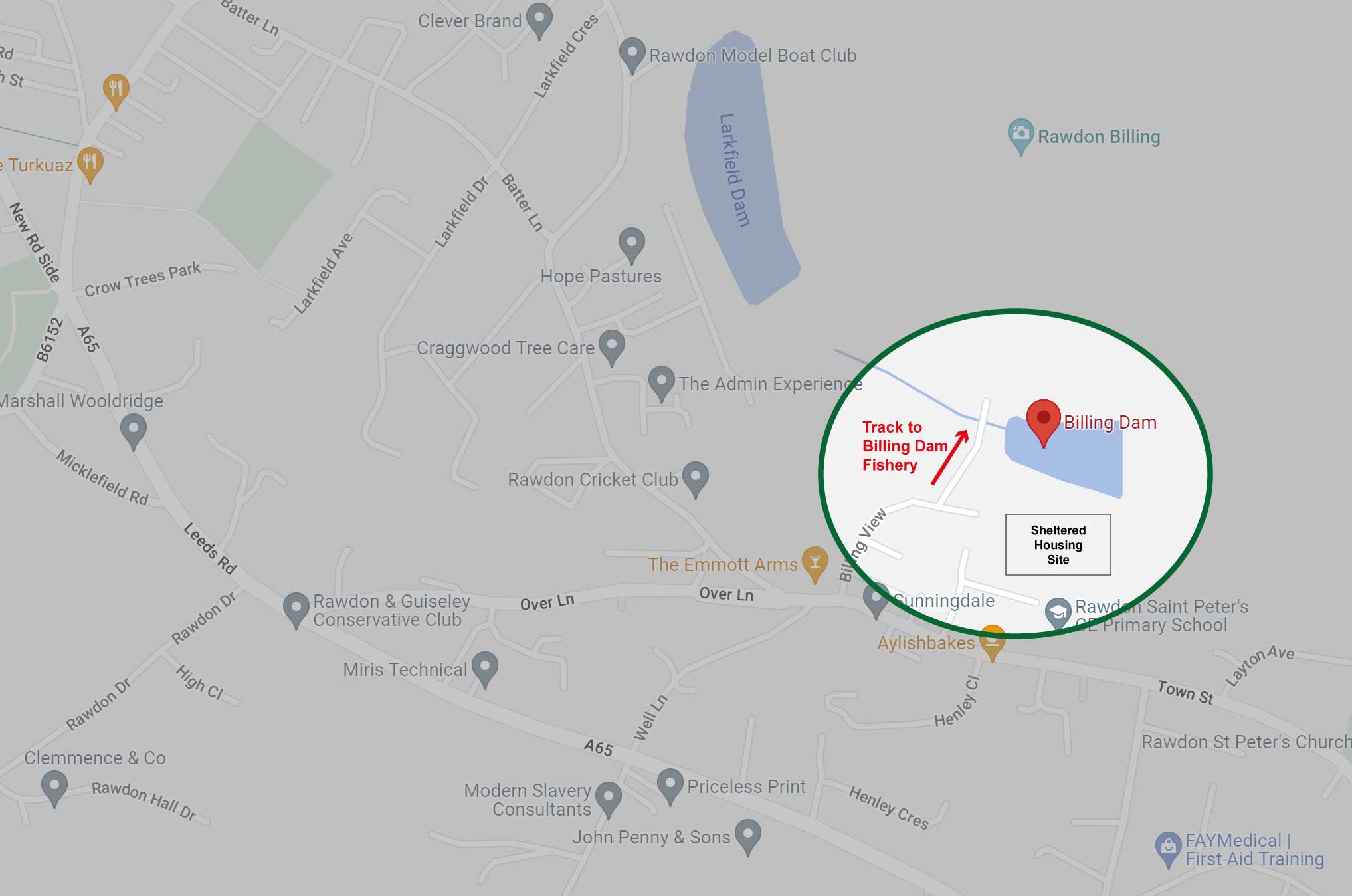 Directions to Billing Dam Fishery