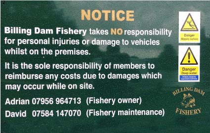 Billing Dam Fishery Notice Billing Dam Fishery Notice