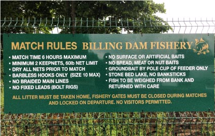 Billing Dam Fishery Rules Billing Dam Fishery Rules